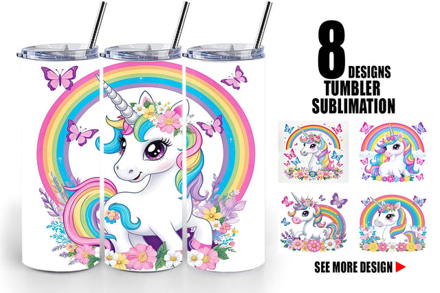 Tumbler Wrap Unicorn and Rainbow Sublimation artnoy 
