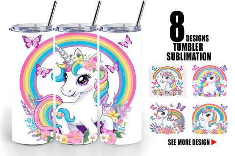 Tumbler Wrap Unicorn and Rainbow Sublimation artnoy 