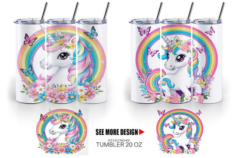 Tumbler Wrap Unicorn and Rainbow Sublimation artnoy 
