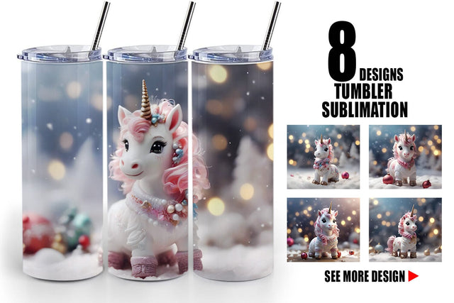 Tumbler Wrap Unicorn Christmas Sublimation artnoy 