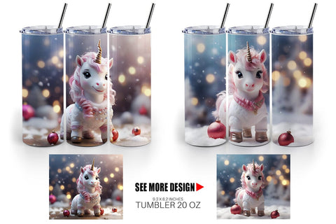 Tumbler Wrap Unicorn Christmas Sublimation artnoy 