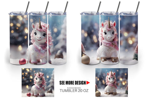Tumbler Wrap Unicorn Christmas Sublimation artnoy 