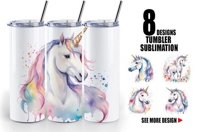 Tumbler Wrap Unicorns Watercolor Sublimation artnoy 