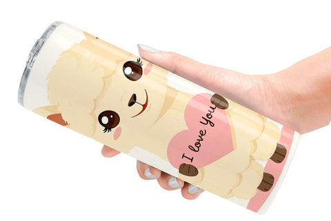 Tumbler Wrap Valentine Alpaca Cartoon Sublimation artnoy 