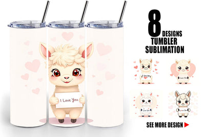 Tumbler Wrap Valentine Alpaca Cartoon Sublimation artnoy 