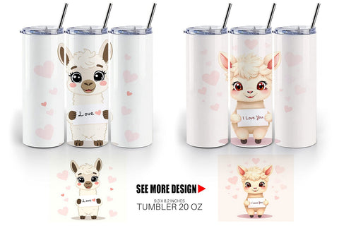 Tumbler Wrap Valentine Alpaca Cartoon Sublimation artnoy 