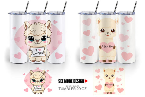 Tumbler Wrap Valentine Alpaca Cartoon Sublimation artnoy 