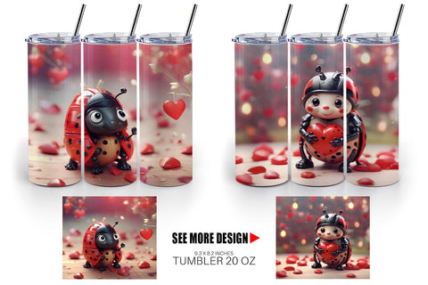 Tumbler Wrap Valentine Animal Ladybug Sublimation artnoy 