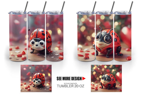 Tumbler Wrap Valentine Animal Ladybug Sublimation artnoy 