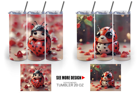 Tumbler Wrap Valentine Animal Ladybug Sublimation artnoy 