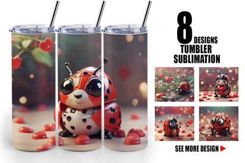 Tumbler Wrap Valentine Animal Ladybug Sublimation artnoy 