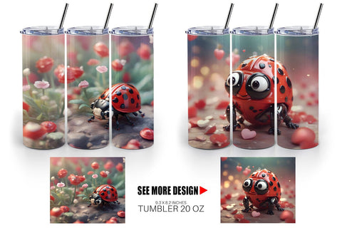 Tumbler Wrap Valentine Animal Ladybug Sublimation artnoy 