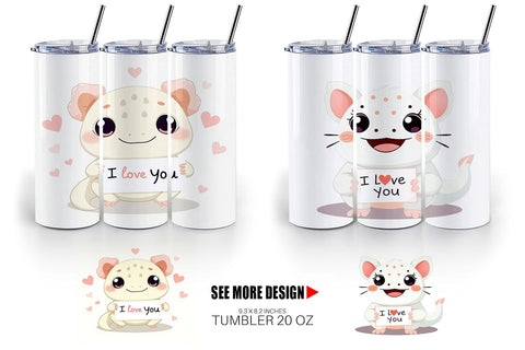 Tumbler Wrap Valentine Axolotl Cartoon Sublimation artnoy 