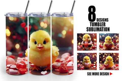 Tumbler Wrap Valentine Baby Chicken Sublimation artnoy 