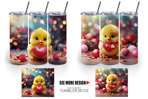 Tumbler Wrap Valentine Baby Chicken Sublimation artnoy 