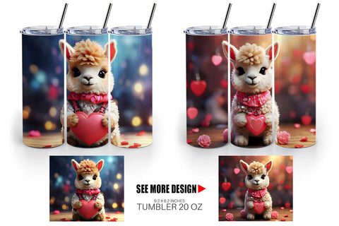 Tumbler Wrap Valentine Baby Llama Sublimation artnoy 