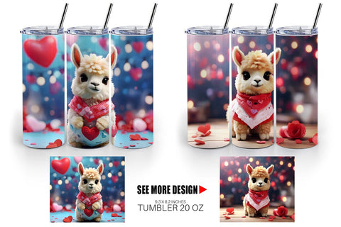 Tumbler Wrap Valentine Baby Llama Sublimation artnoy 