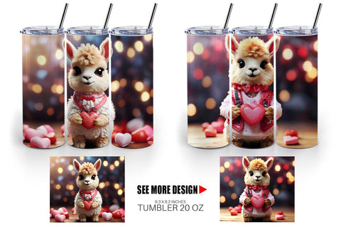 Tumbler Wrap Valentine Baby Llama Sublimation artnoy 