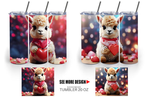 Tumbler Wrap Valentine Baby Llama Sublimation artnoy 