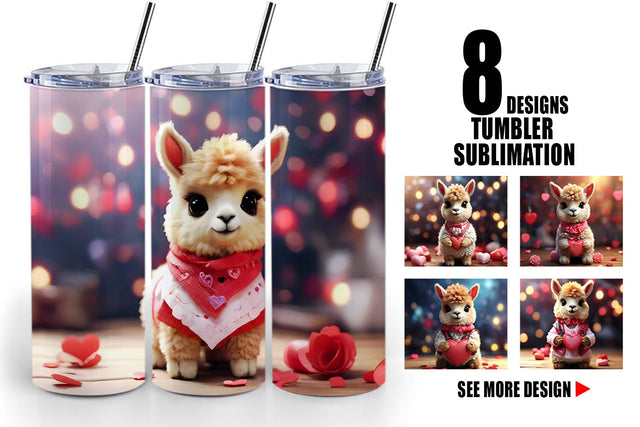Tumbler Wrap Valentine Baby Llama Sublimation artnoy 
