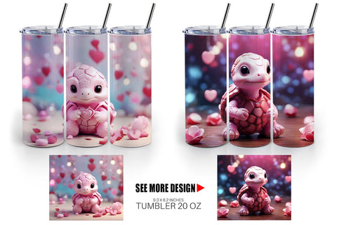 Tumbler Wrap Valentine Baby Turtle Sublimation artnoy 