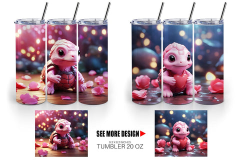 Tumbler Wrap Valentine Baby Turtle Sublimation artnoy 