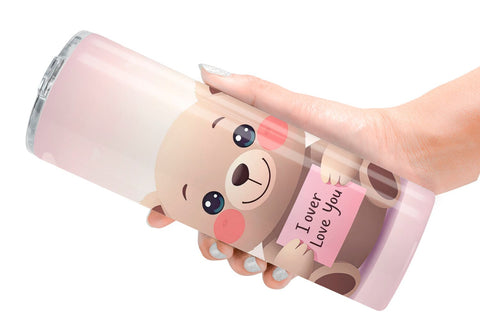 Tumbler Wrap Valentine Bear Cartoon Sublimation artnoy 