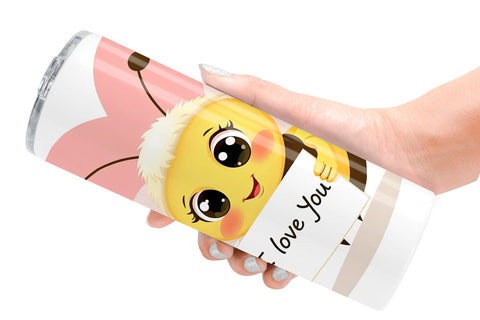 Tumbler Wrap Valentine Bee Cartoon Sublimation artnoy 