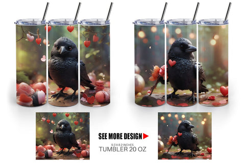 Tumbler Wrap Valentine Bird Crow Sublimation artnoy 