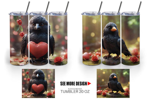 Tumbler Wrap Valentine Bird Crow Sublimation artnoy 