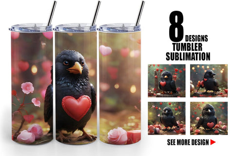 Tumbler Wrap Valentine Bird Crow Sublimation artnoy 