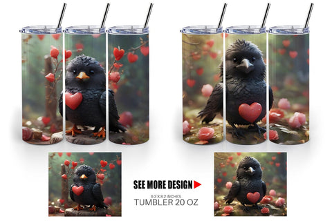 Tumbler Wrap Valentine Bird Crow Sublimation artnoy 