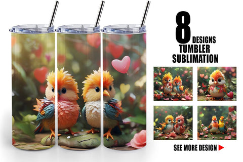 Tumbler Wrap Valentine Bird Paradise Sublimation artnoy 