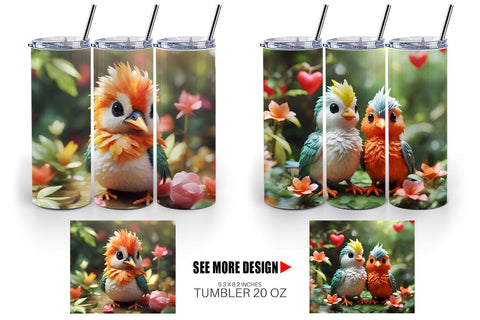 Tumbler Wrap Valentine Bird Paradise Sublimation artnoy 