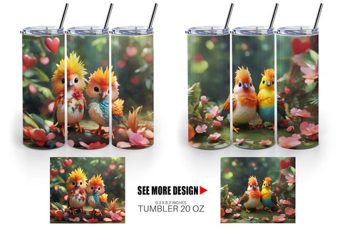 Tumbler Wrap Valentine Bird Paradise Sublimation artnoy 