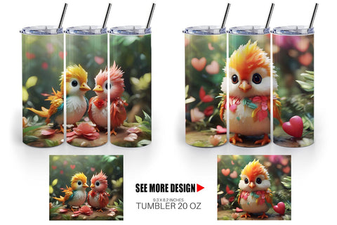Tumbler Wrap Valentine Bird Paradise Sublimation artnoy 