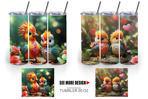 Tumbler Wrap Valentine Bird Paradise Sublimation artnoy 