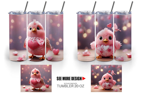 Tumbler Wrap Valentine Bird Pink Sublimation artnoy 
