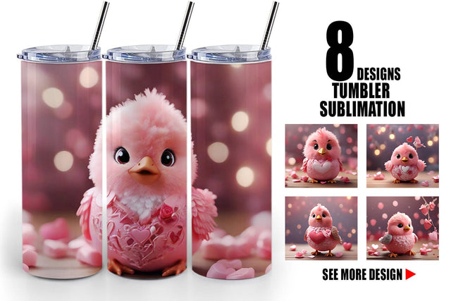 Tumbler Wrap Valentine Bird Pink Sublimation artnoy 