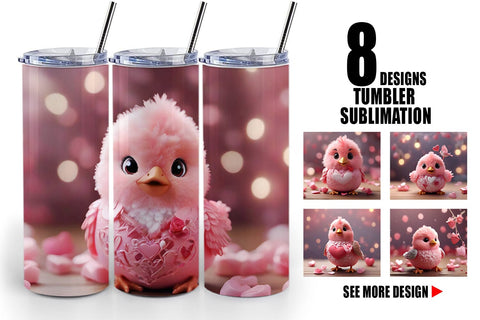 Tumbler Wrap Valentine Bird Pink Sublimation artnoy 