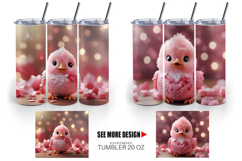Tumbler Wrap Valentine Bird Pink Sublimation artnoy 