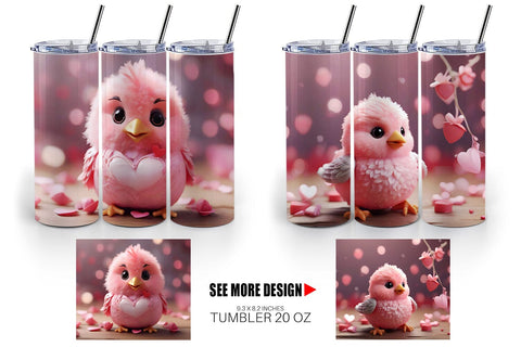 Tumbler Wrap Valentine Bird Pink Sublimation artnoy 