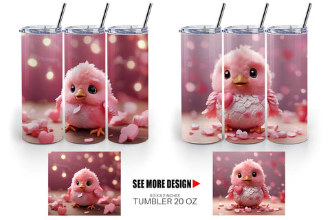 Tumbler Wrap Valentine Bird Pink Sublimation artnoy 