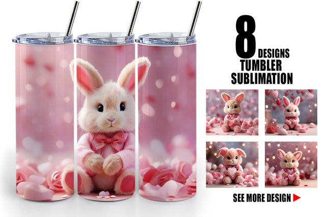 Tumbler Wrap Valentine Bunny Sublimation artnoy 