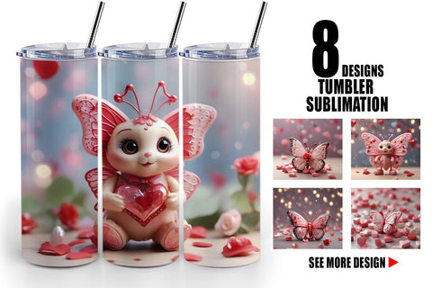 Tumbler Wrap Valentine Butterfly Sublimation artnoy 