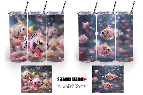 Tumbler Wrap Valentine Butterflyfish Sublimation artnoy 