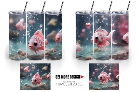 Tumbler Wrap Valentine Butterflyfish Sublimation artnoy 
