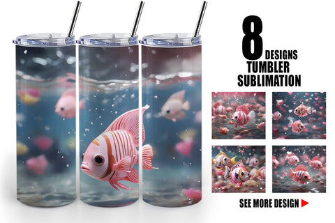 Tumbler Wrap Valentine Butterflyfish Sublimation artnoy 