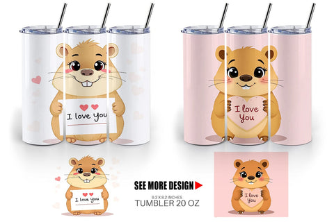 Tumbler Wrap Valentine Capybara Cartoon Sublimation artnoy 