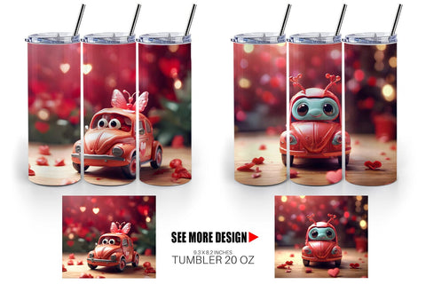 Tumbler Wrap Valentine Car Bug Sublimation artnoy 